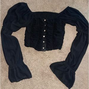 Black scrunched crop top